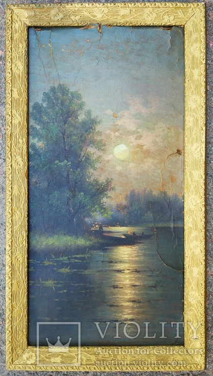 Одесса, Нх "Ночной пейзаж", картон на холсте, 60*30см, фото №2