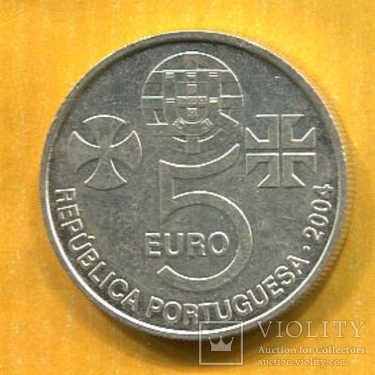 Португалия 5 ЕВРО 2004 серебро Крепость в г.Томар