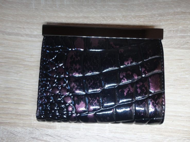 Женский кожаный кошелек HASSION (черно-сиреневый), фото №4