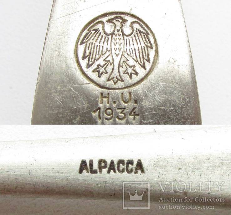 IIII REICH вилка 34г Бундметал ALPACCA томпак HU Heeres Unterkunft армии собственость, фото №10