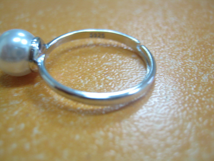 Посріблене кольцо з штучною перлинкою, фото №5
