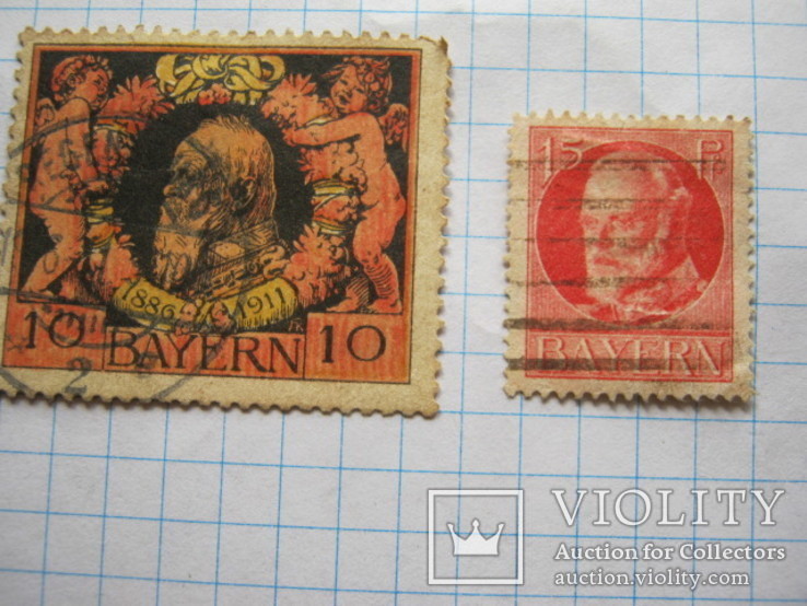 Четыре старинных марки Баварии, фото №3
