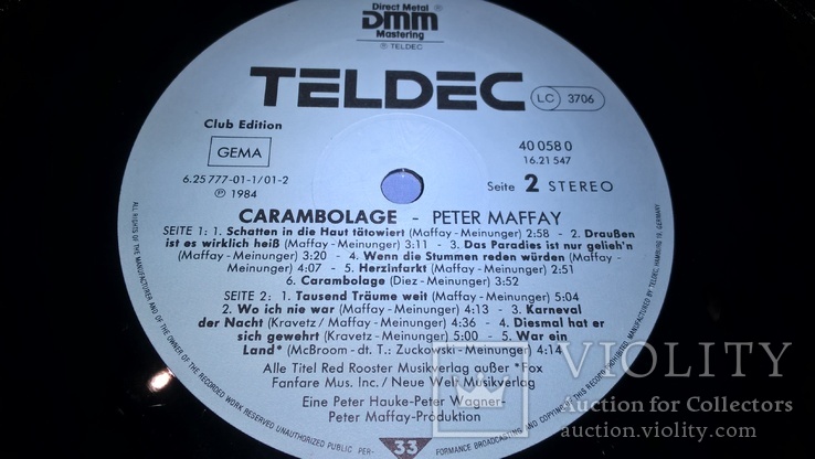 Peter Maffay ‎(Carambolage) 1984. (LP). 12. Vinyl. Пластинка. Germany. EX+/EX+, фото №9