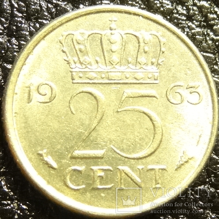25 центів Нідерланди 1963, фото №2
