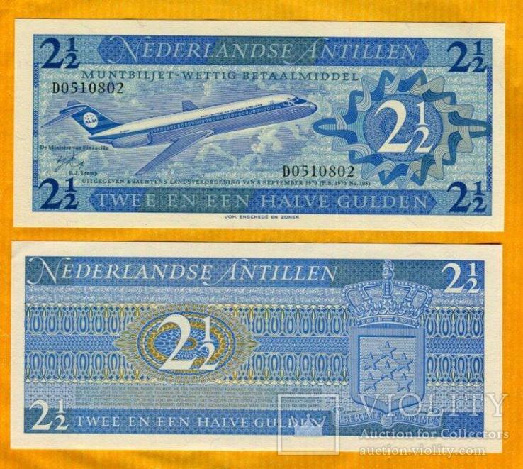 Нидерландские Антилы 2 1/2 гульдена 1970 UNC самолёт авиация
