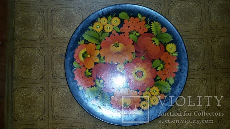 Большая тарелка(диаметр 50см) Петриковской росписи с подписью автора., фото №2