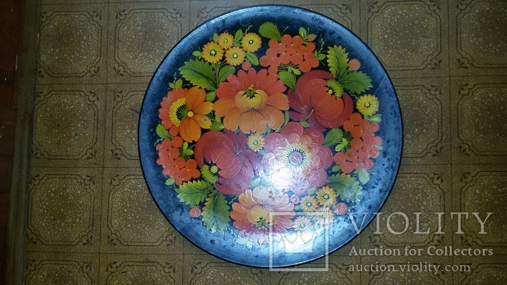 Большая тарелка(диаметр 50см) Петриковской росписи с подписью автора., фото №3