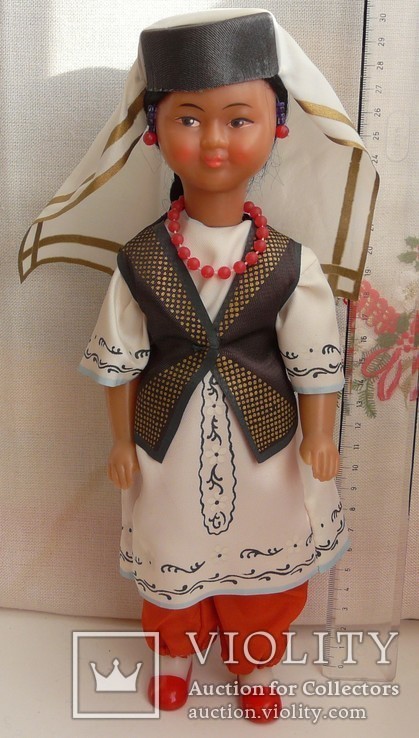 Кукла, лялька СССР в национальной одежде таджичка 29см