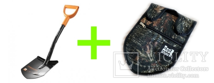 Лопата Fiskars Solid Саперка(80 см) + Чехол на лопату/Сумка для находок (ЛЕС)