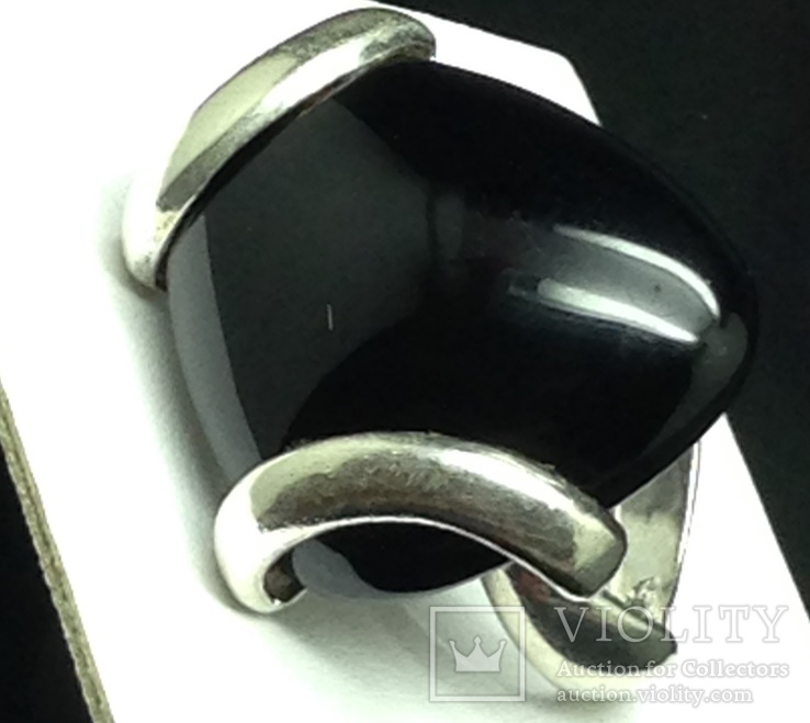 Кольцо, черный камень, фото №6