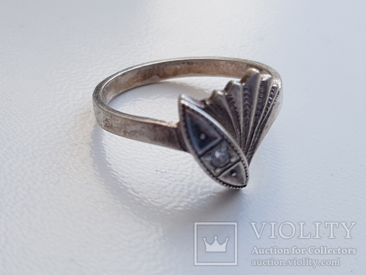 Советское кольцо серебро 875 проба, камень. Размер 17, фото №4