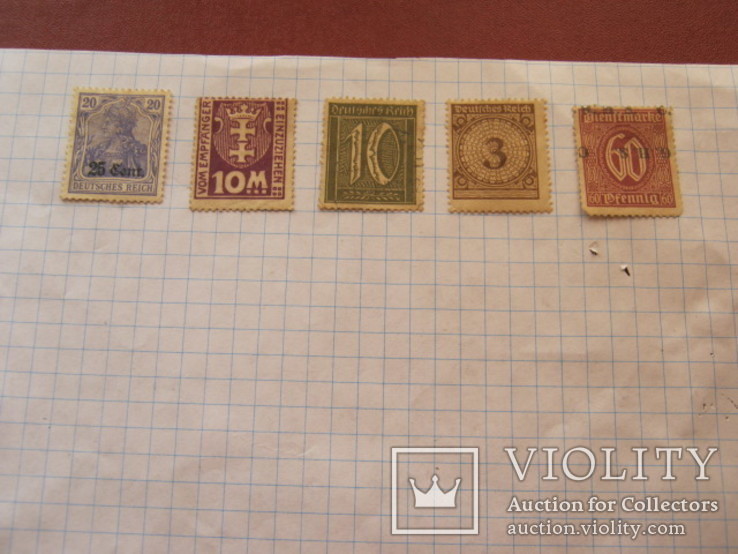 Старинные почтовые марки Германии 5 шт, фото №2
