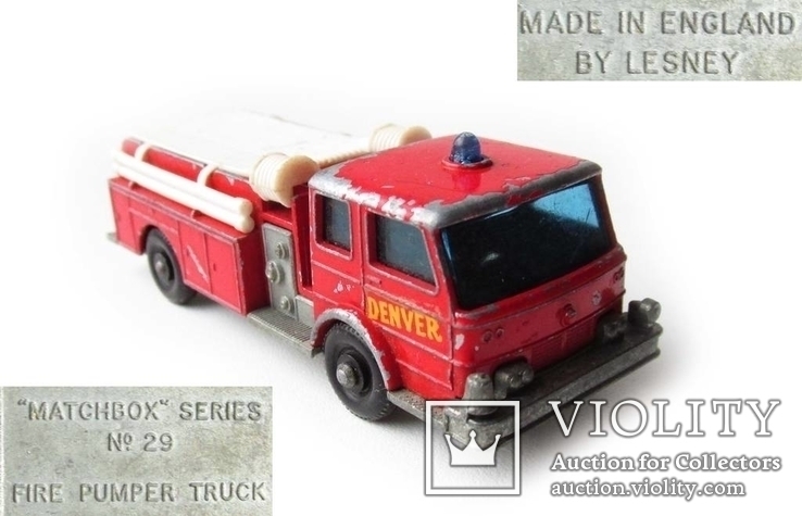 MATCHBOX модель Матчбокс 29 Fire Pumper Truck пажарная England 1960 года., фото №2