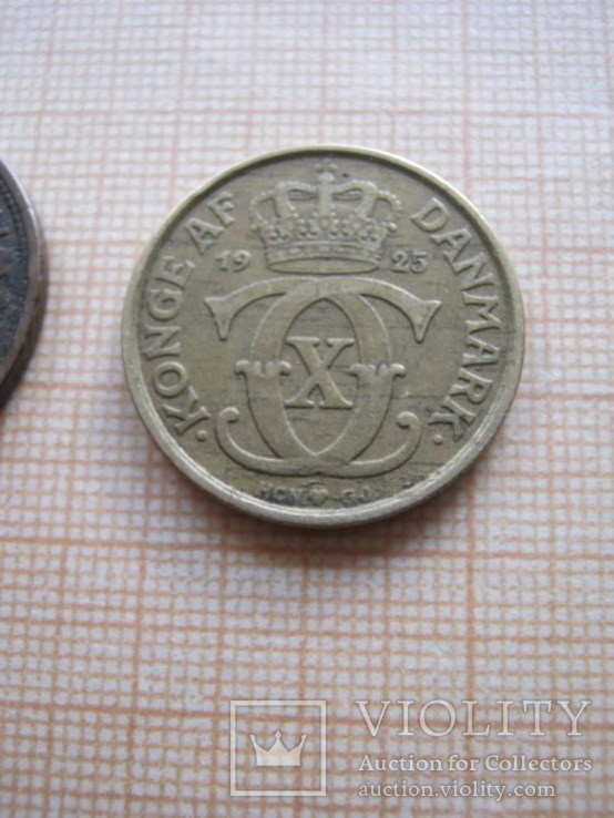 Две монеты Дании 5 эре и 1 крона 1929 и 1925 гг., фото №9