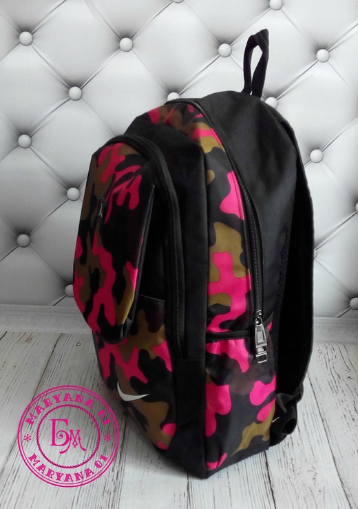Яркий камуфляжный рюкзак Nike розовый, photo number 9
