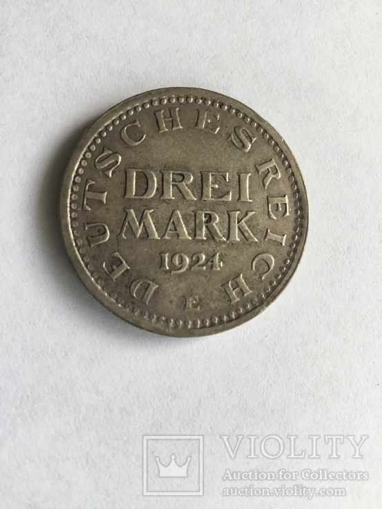 Германия Веймар 3 марки 1924 Е (Ал3), фото №2