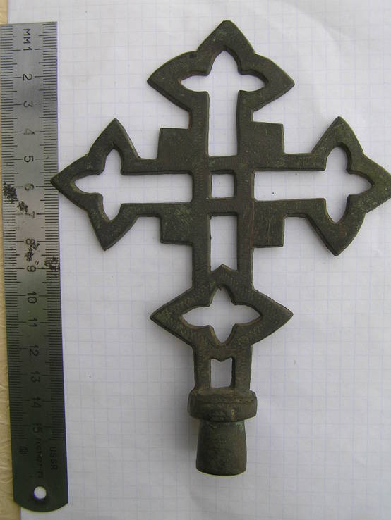 Крест - старинное навершие на хоругвь, фото №9