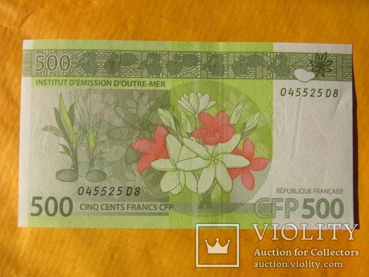Французская Полинезия 500 франков 2014 флора цветы UNC ПРЕСС из пачки, фото №3