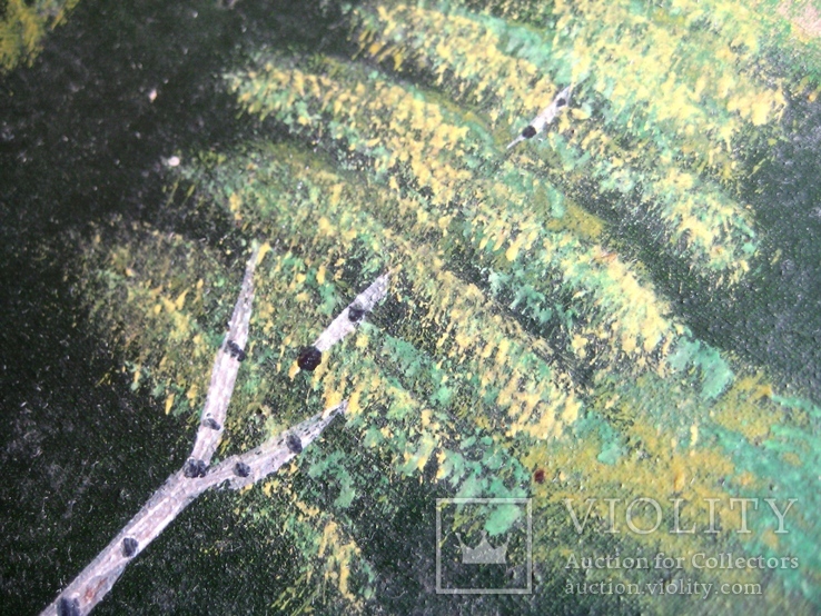 Лесной пейзаж. Холст, масло. 60х78 см. (целая, старая), фото №12