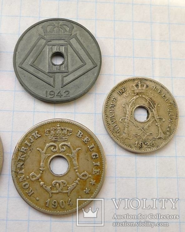 Бельгия - 7 монет - 1862 - 1942 гг, фото №5