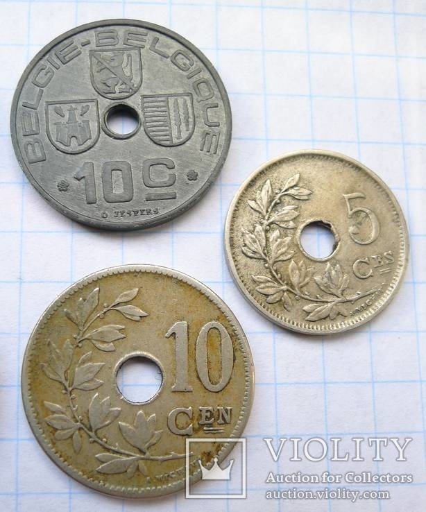 Бельгия - 7 монет - 1862 - 1942 гг, фото №9