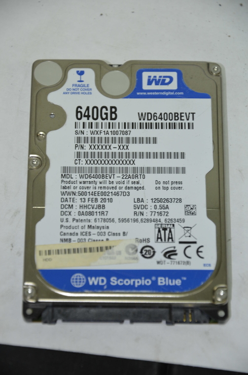 Жесткий диск WD 640GB WD6400BEVT для ноутбука, photo number 2