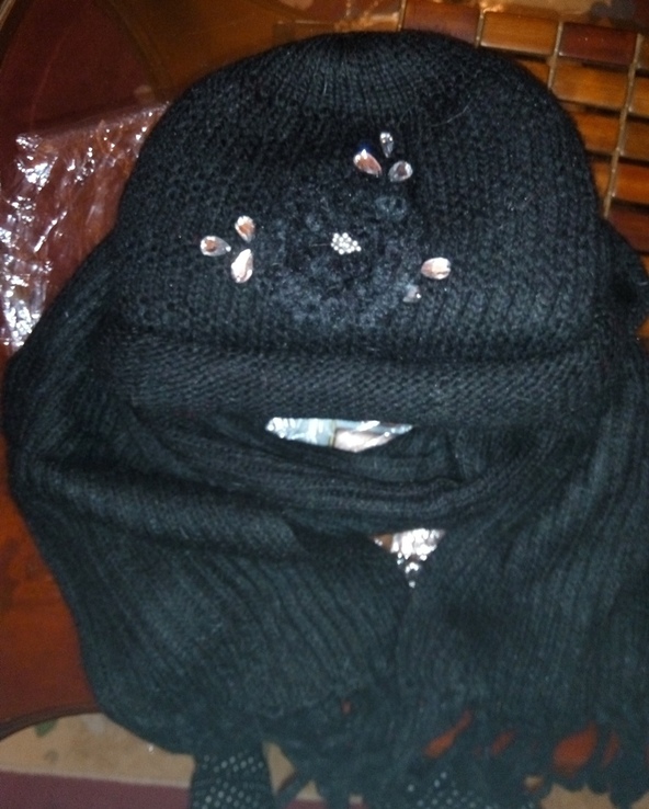 Очень теплый ангоровый комплект шапка и шарф, фото №2