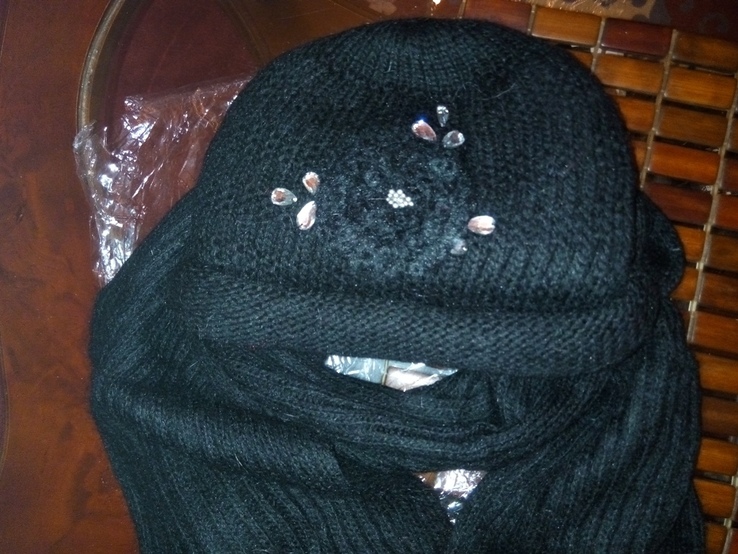 Очень теплый ангоровый комплект шапка и шарф, фото №3