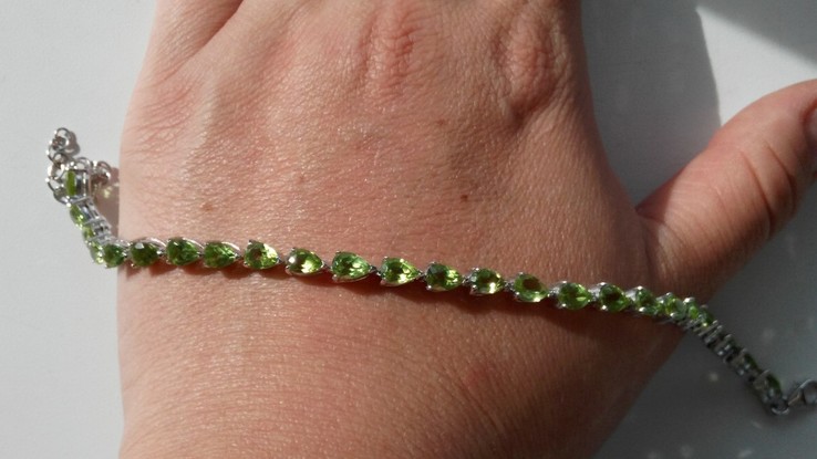 Bransoletka 925 naturalny peridot., numer zdjęcia 5