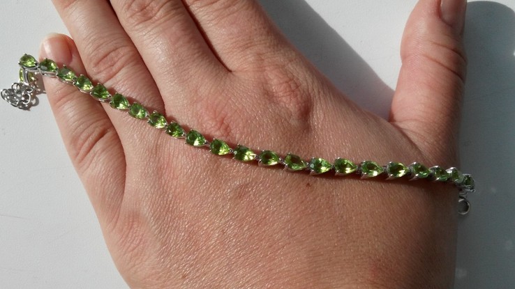 Bransoletka 925 naturalny peridot., numer zdjęcia 6