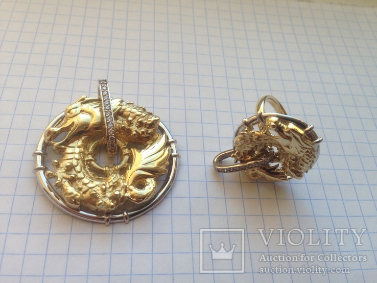 Кольцо и подвес копия Karrera y Karrera золото 585, бриллианты., фото №3