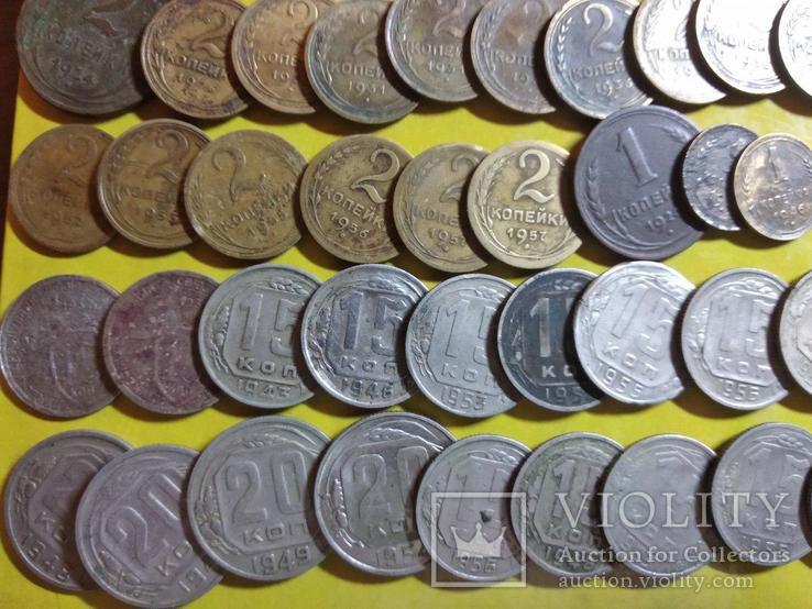 Монети СССР 1924-1957 р. 1,2,3,5.10,15 коп, 105 шт., фото №2