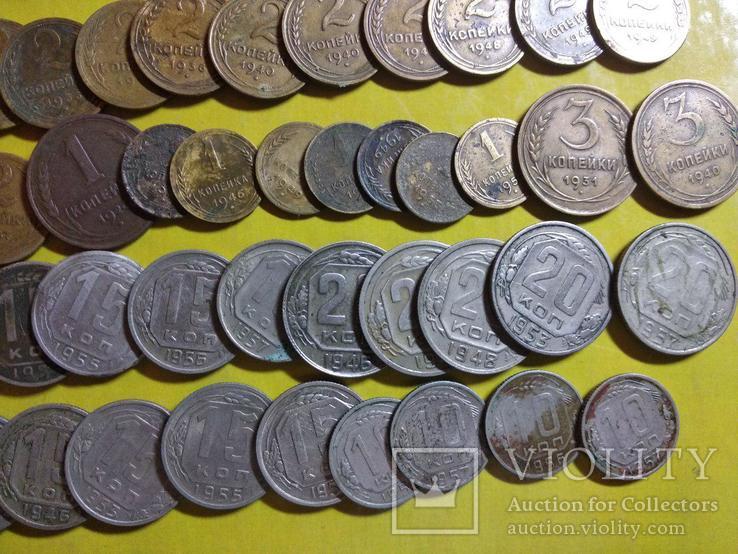 Монети СССР 1924-1957 р. 1,2,3,5.10,15 коп, 105 шт., фото №3