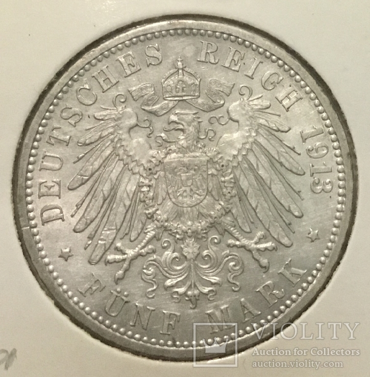 Баден 5 марок 1913 год х4л5, фото №3