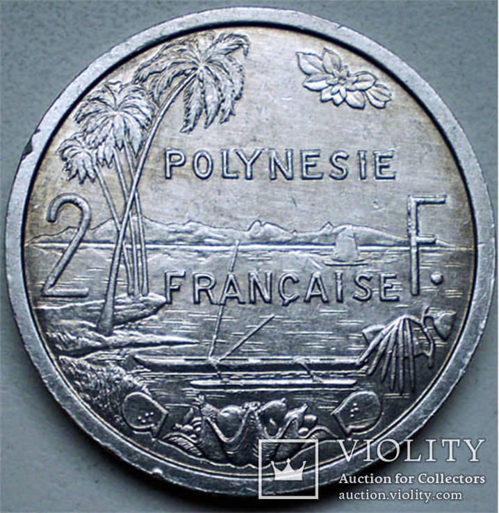 Французкая Полинезия, 2 франка 1983, фото №2