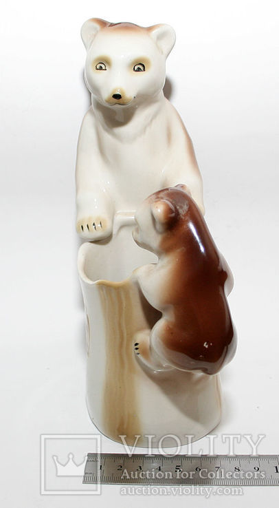 Медведи на пне, фарфоровая статуэтка, Полонне, СССР, фото №8