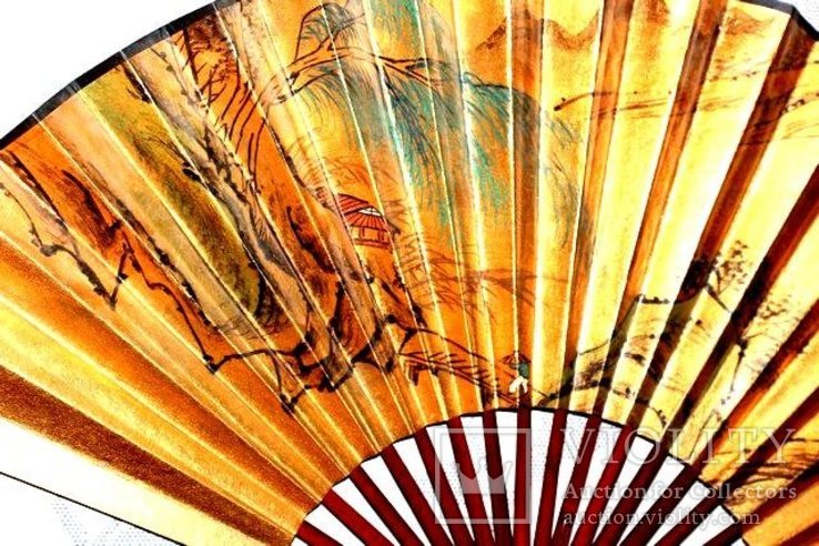 Красивый настенный веер. Ручная роспись. Сакура, фото №3