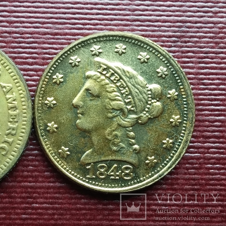2 доллара 50 центов 1848 г. Liberty США (копия), фото №2