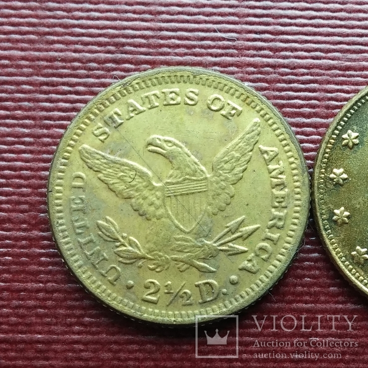 2 доллара 50 центов 1848 г. Liberty США (копия), фото №3