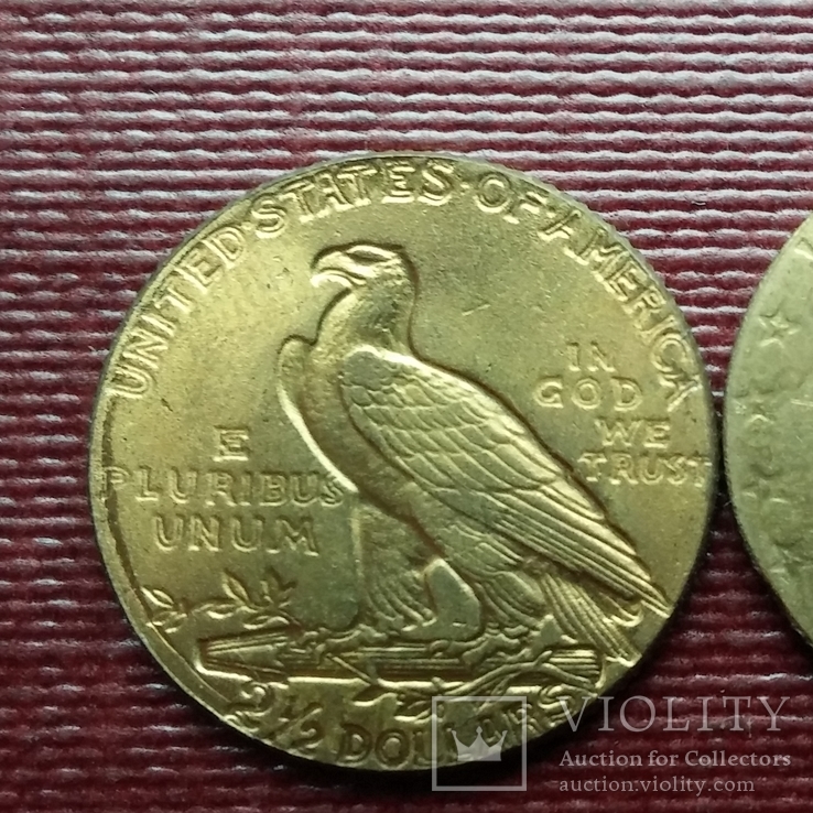 2 доллара 50 центов 1909 г. Индеец США (копия), фото №3