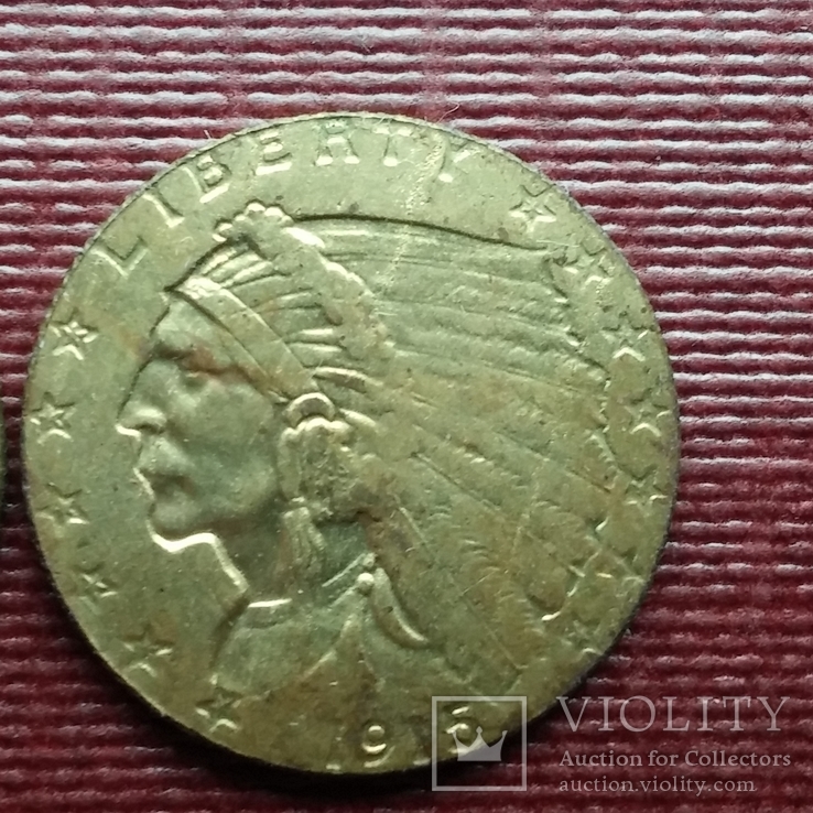 2 доллара 50 центов 1915 г. Индеец США (копия), фото №2