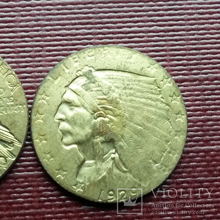 2 доллара 50 центов 1929 г. Индеец США (копия), фото №2