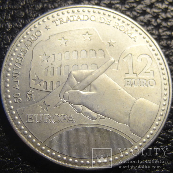 12 євро Іспанія 2007  Римське право, срібло, фото №2