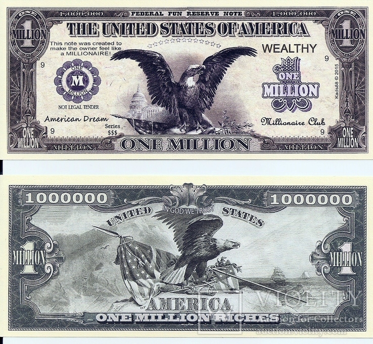 $1.000.000 доллар США Black Eagle American Dream One Million Dollar Bill сувенир (154)