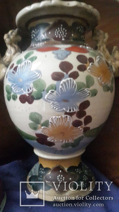 Старинная ваза сатцума с крышкой высота - 40 см, фото №10