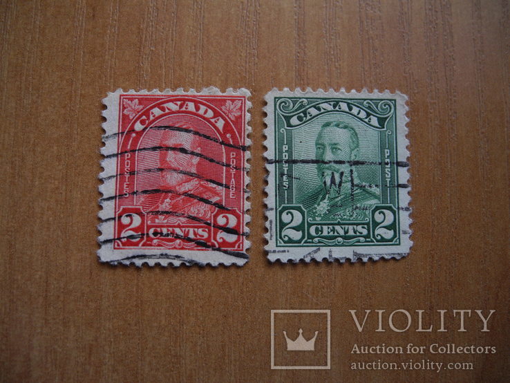 2 почтовые марки Канады 1935 года, гаш.