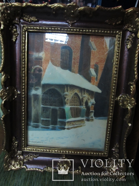 Cтаринная картина S. Fabijański Усыпальница польских королей’’ Оригинал, фото №2
