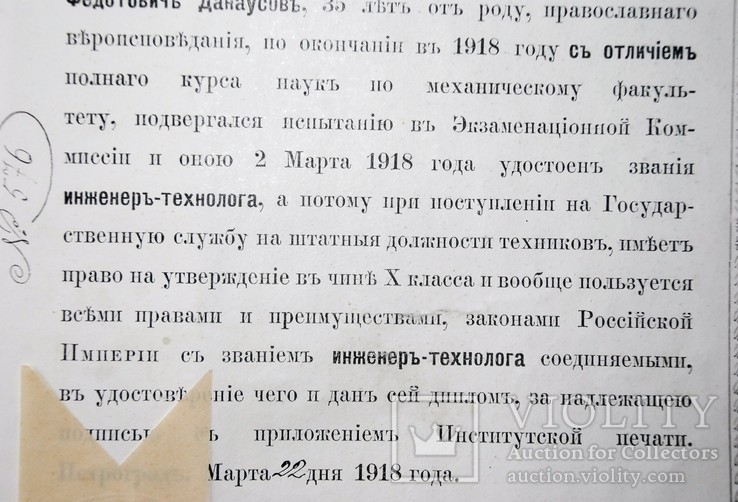 Диплом Петроградский технологический институт Николая 1 М, фото №9