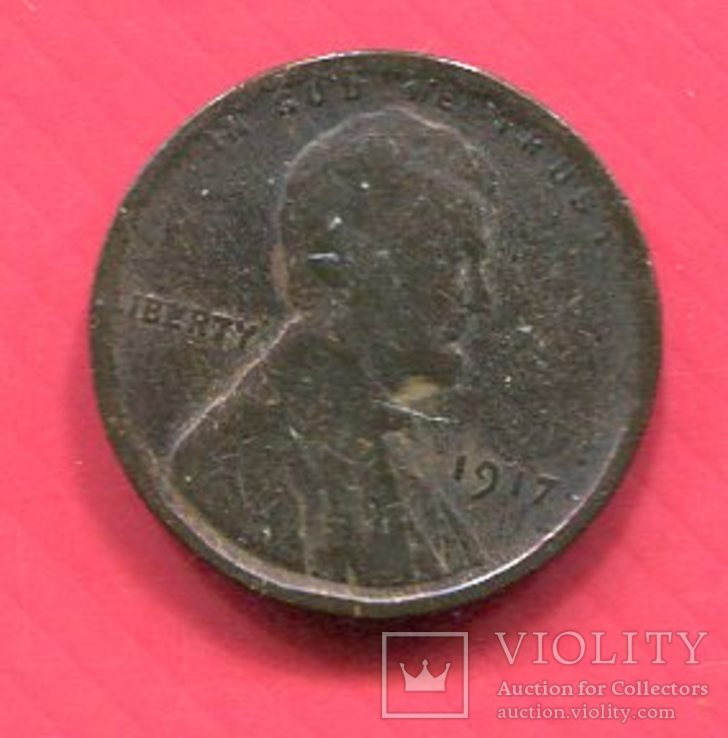 США 1 цент 1917 Пшеничный, фото №2