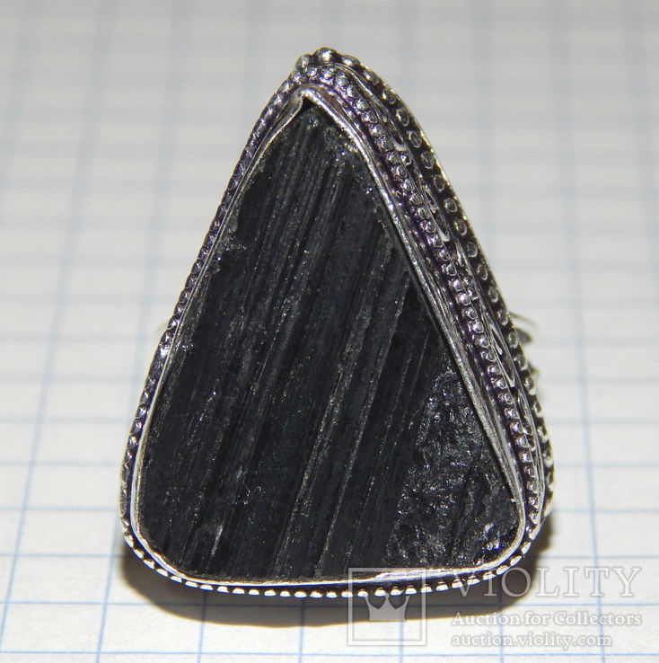 Кольцо шерл черный турмалин, фото №2